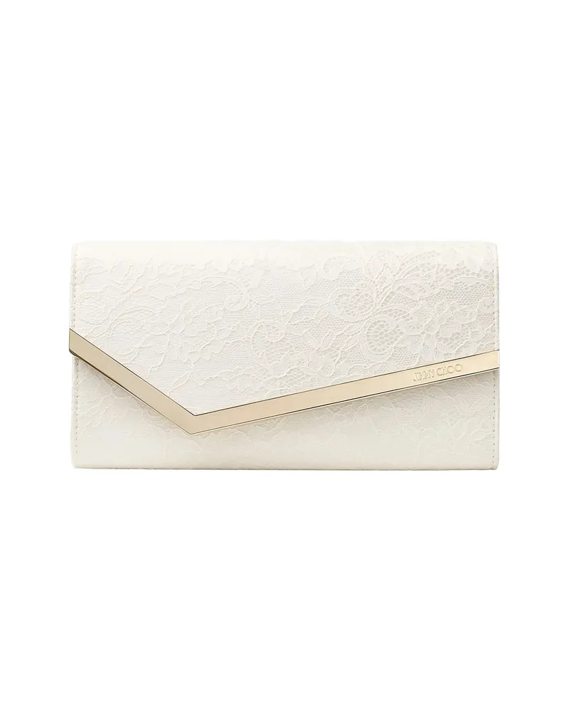 Jimmy Choo Emmie Floral Lace Clutch Bag White