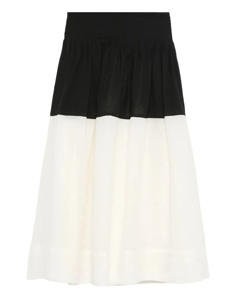 Sea Two-tone Midi Skirt Black