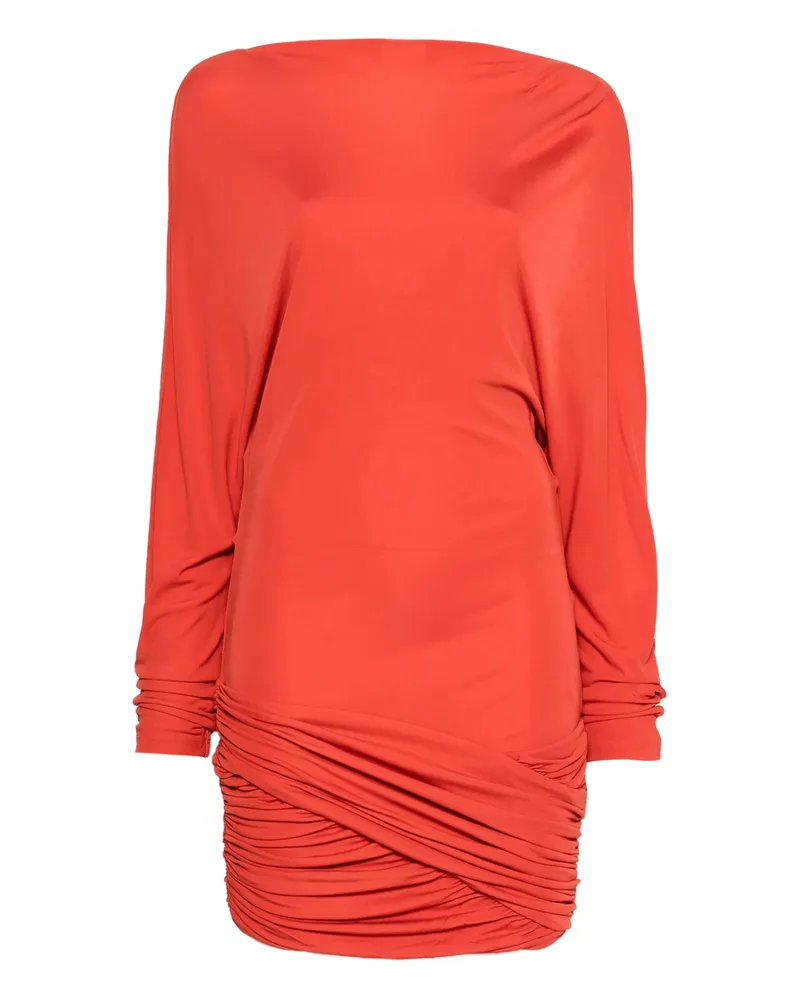 Christopher Esber Luna Long-sleeved Draped Mini Dress Orange