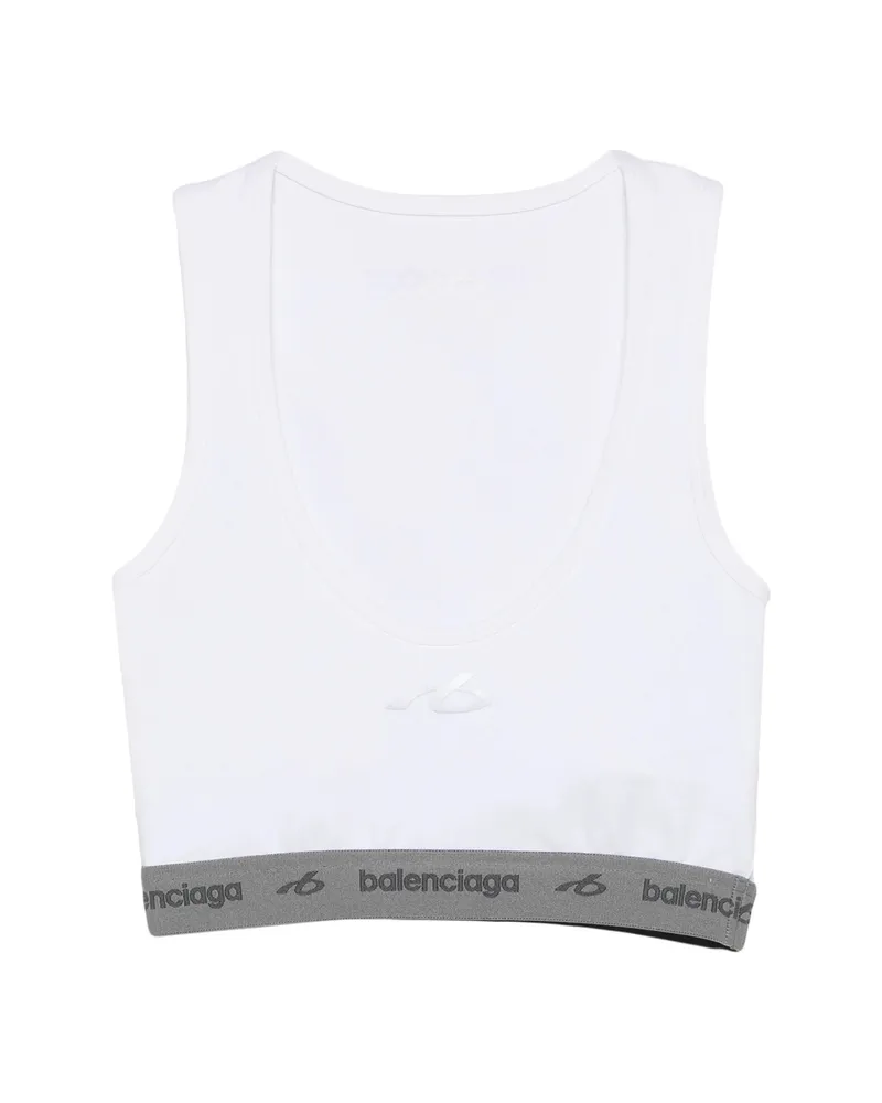 Balenciaga Logo-print Cropped Tank Top White