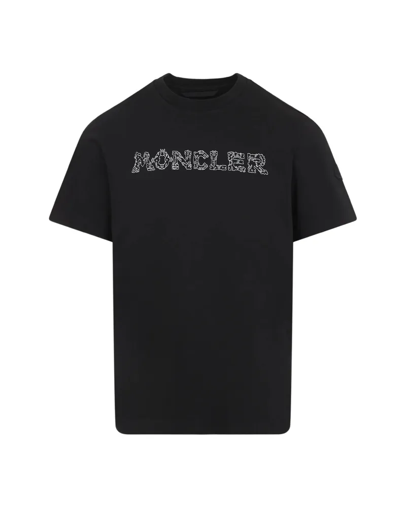 Moncler Embroidered-logo Cotton T-shirt Black