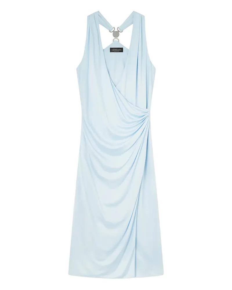 Versace Sleeveless V-neck Midi Dress Blue