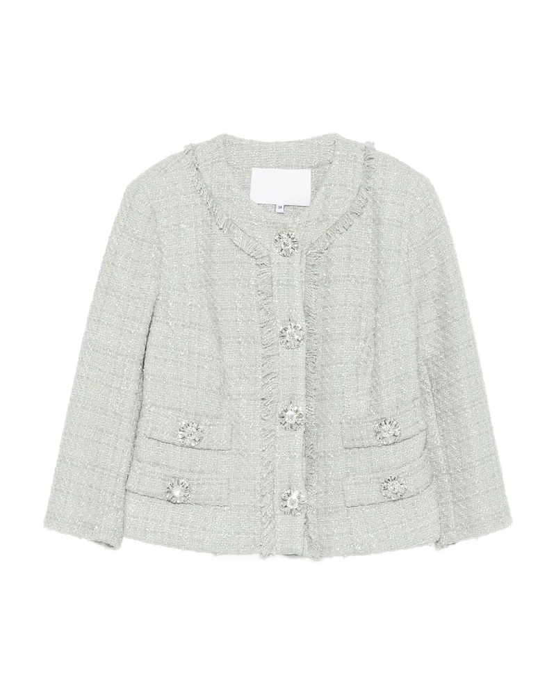 COSTARELLOS Embellished Fringe Jacket Green