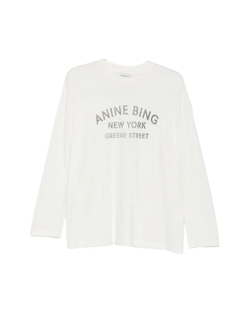 Anine Bing Logo-print Long-sleeve T-shirt White