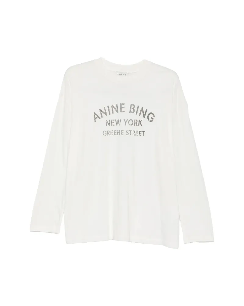 Anine Bing Logo-print Long-sleeve T-shirt White