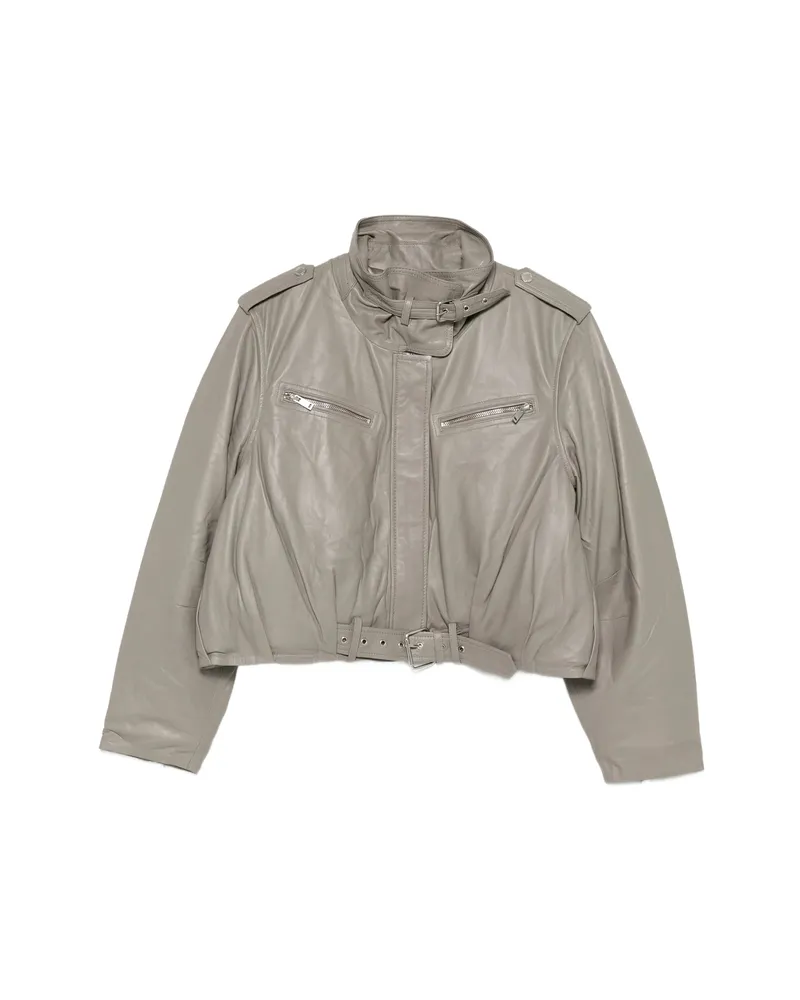 Gestuz Leva Leather Jacket Grey