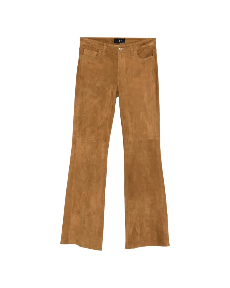 7 for all mankind Dojo Suede Flared Trousers Brown