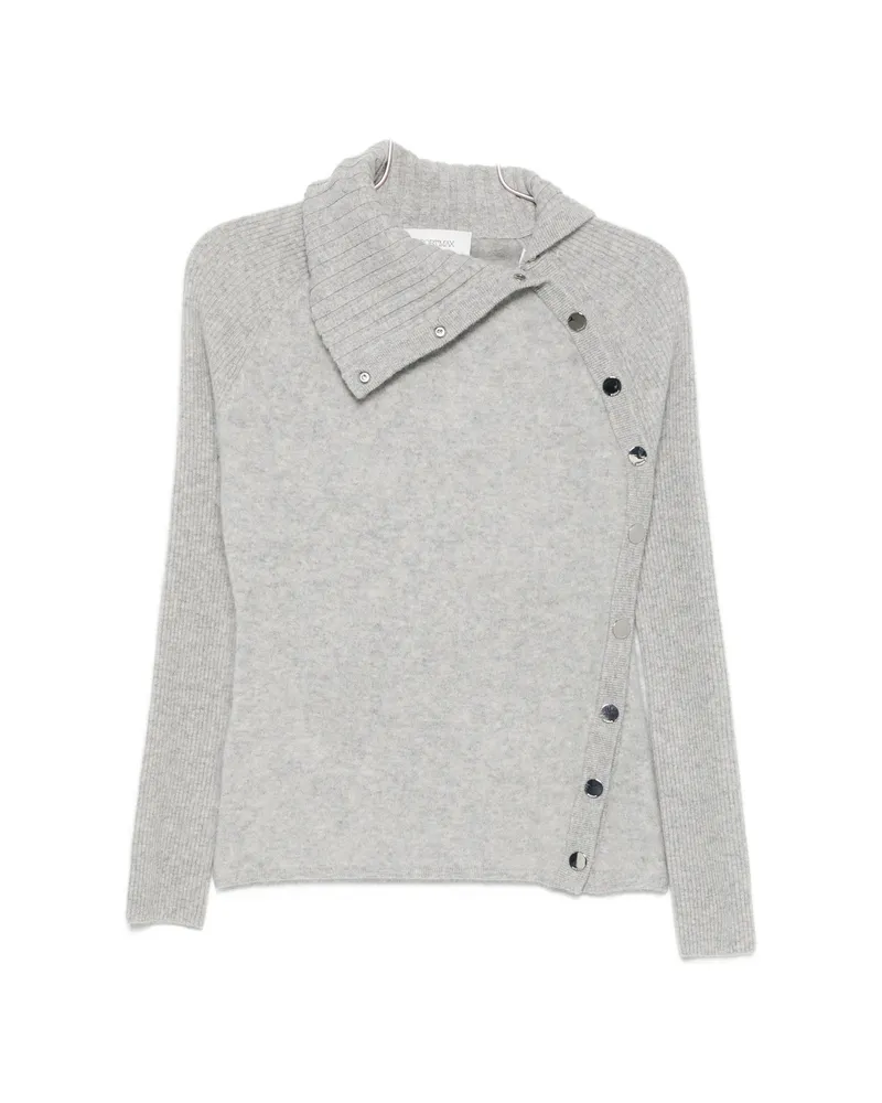 SPORTMAX Asymmetric-fastening Ribbed-sleeve Knit Grey