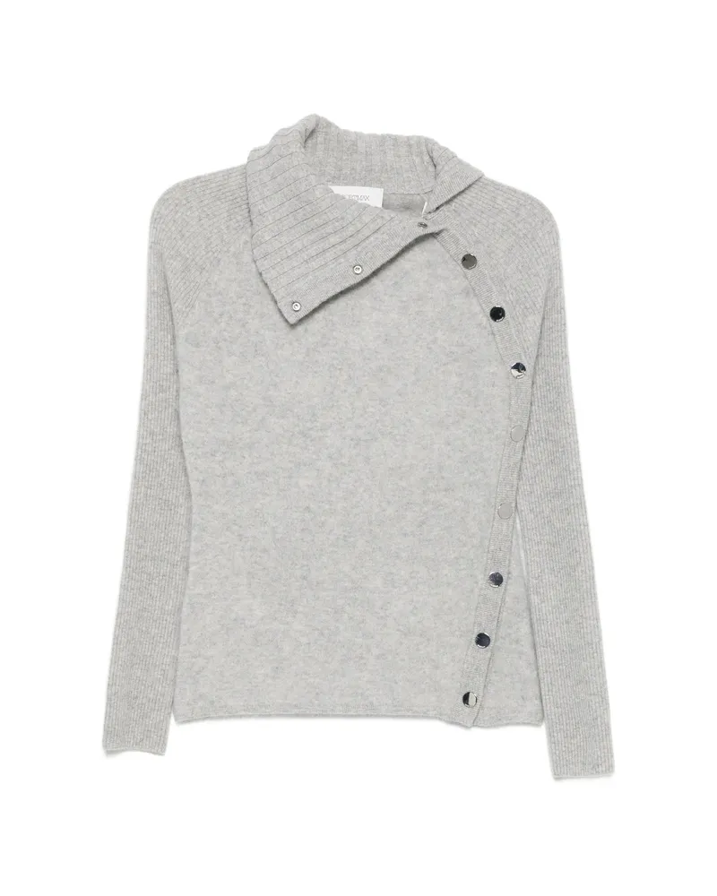 SPORTMAX Asymmetric-fastening Ribbed-sleeve Knit Grey