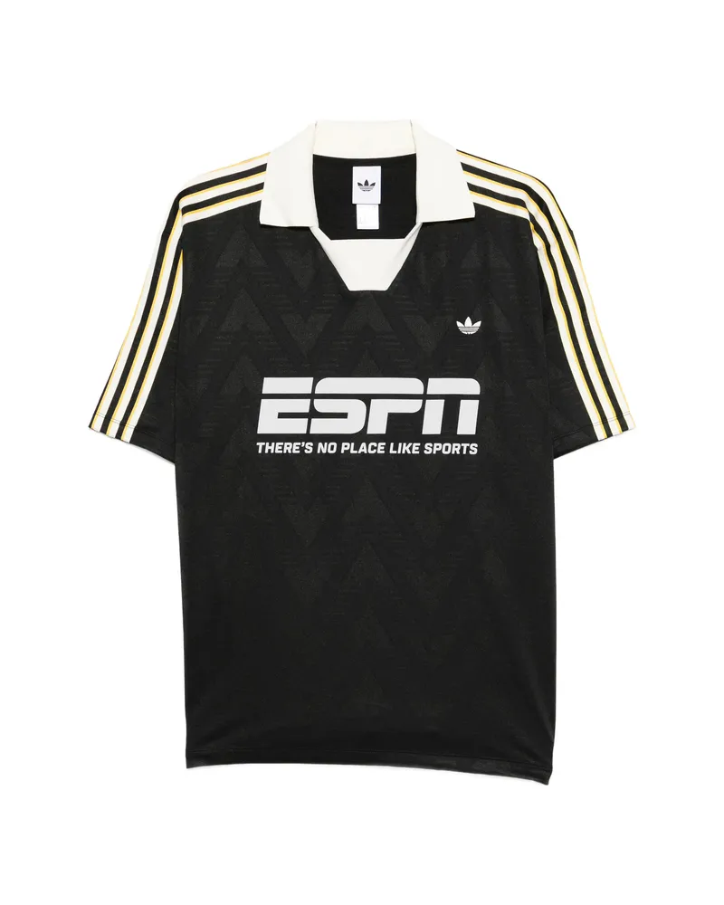 adidas Striped Collared T-shirt Black