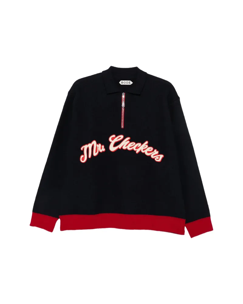 BODE Logo-patch Quarter-zip Sweater Blue