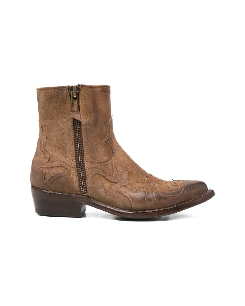 ERALDO Embroidered Western-style Boots Brown