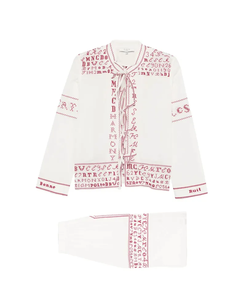 Sea Embroidery Pyjama Set White