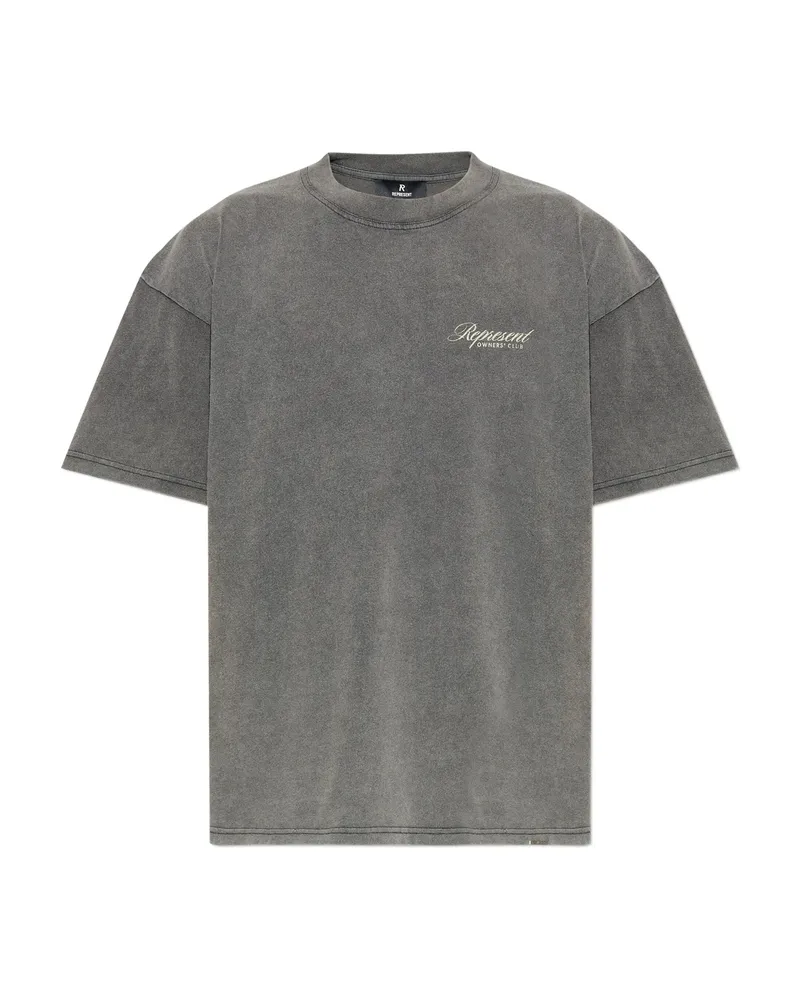 REPRESENT Logo-print Short-sleeve T-shirt Grey