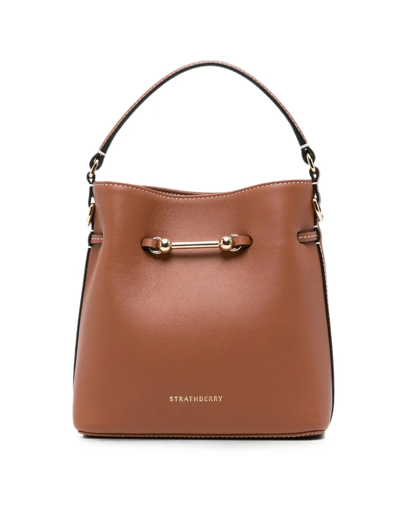 Strathberry Mini Corda Bucket Leather Tote Bag Brown
