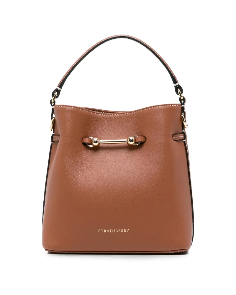 Strathberry Mini Corda Bucket Leather Tote Bag Brown
