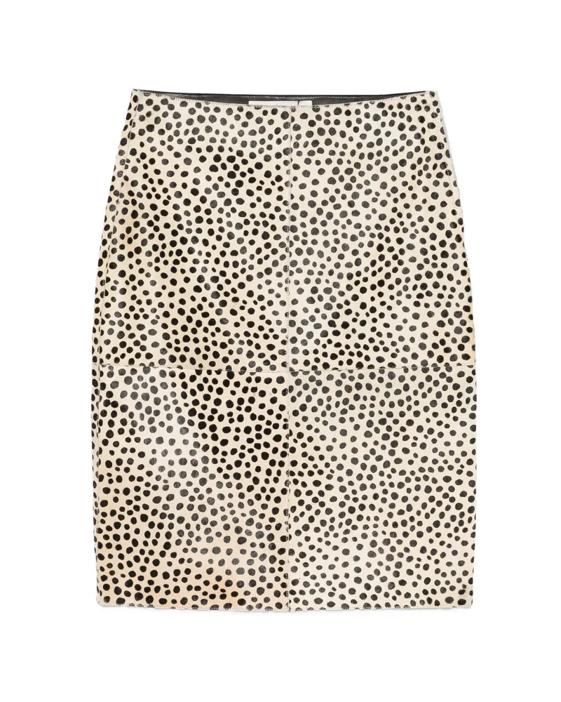 Róhe Cheetah Pony Hair Midi Skirt Neutrals
