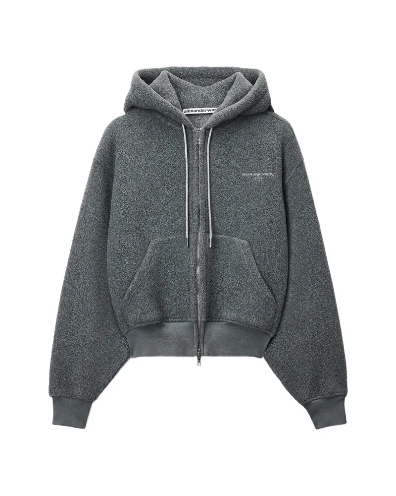 Alexander Wang Shrunken Zip-up Hoodie Grey