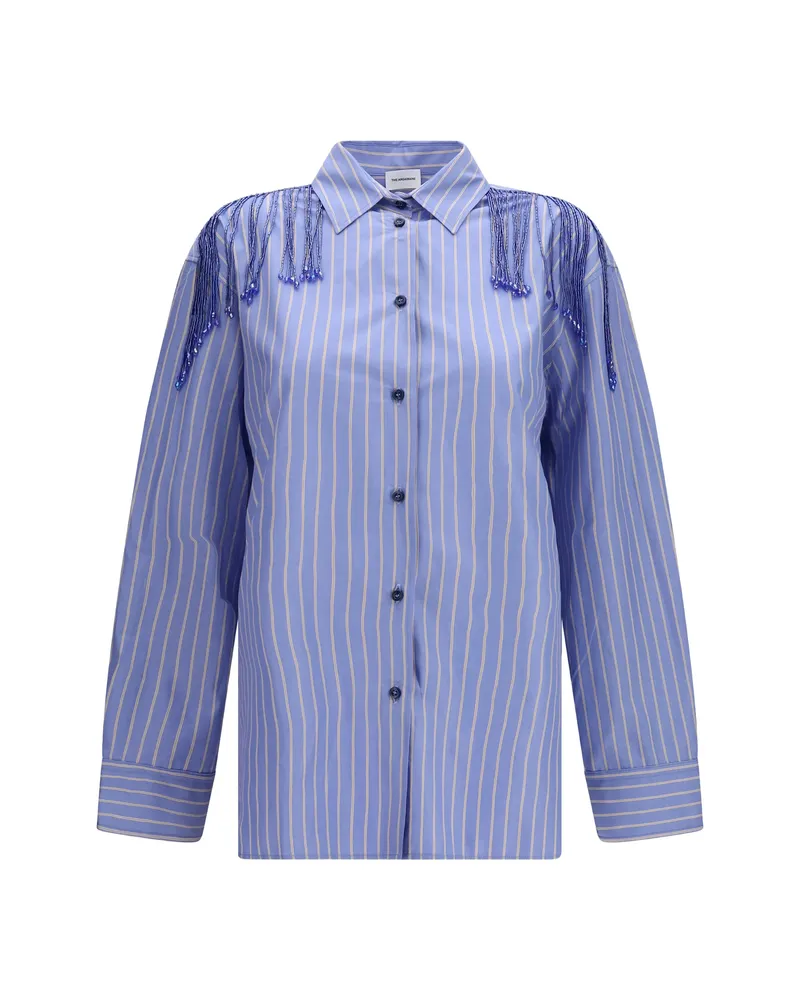 ANDAMANE Miley Beaded-fringed Shirt Blue
