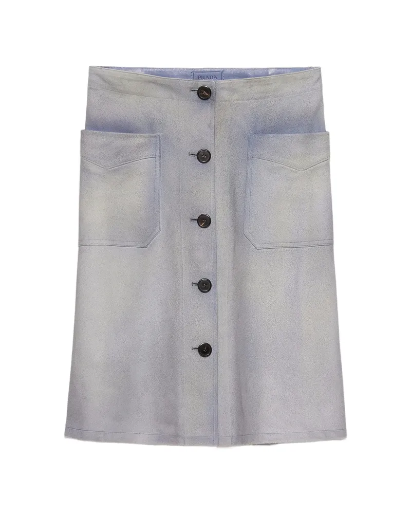 Prada Button-up Patch-pocket Skirt Blue
