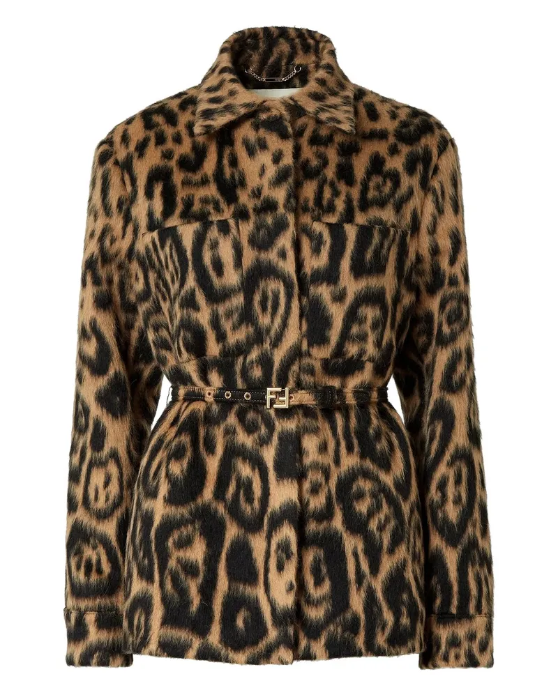 Fendi Animal-print Jacket Brown