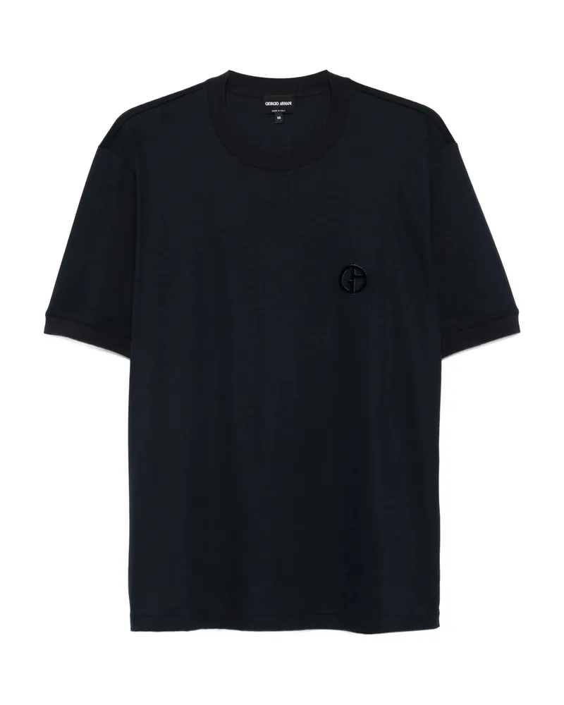 Giorgio Armani Embroidered-logo T-shirt Blue