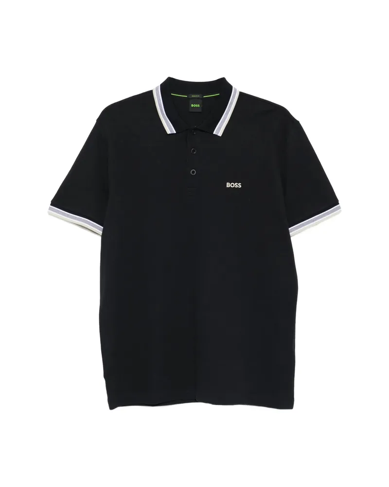 HUGO BOSS Striped-collar Polo Shirt Black