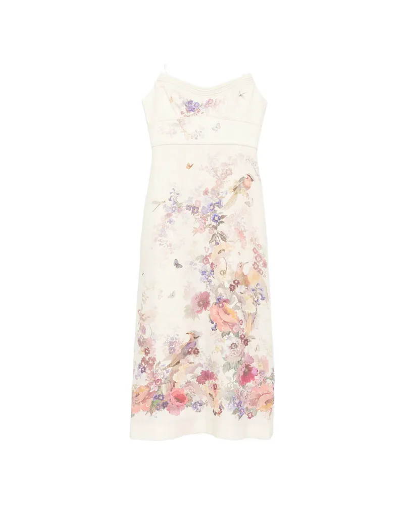 Zimmermann Floral-print Midi Dress Neutrals