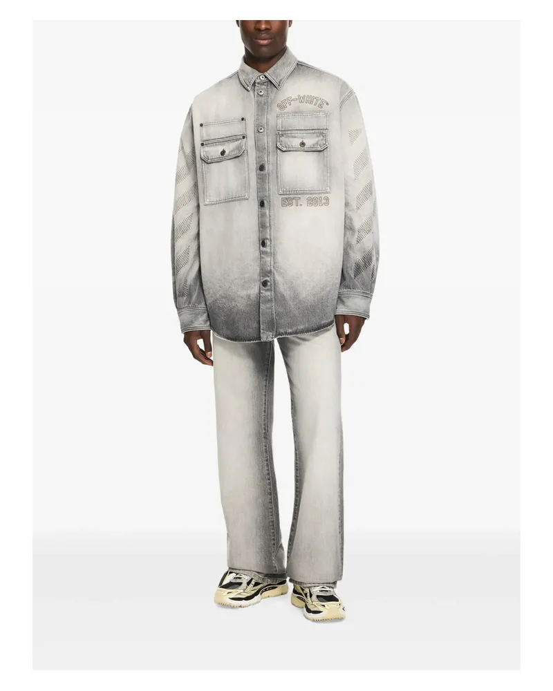 OFF-WHITE Diagonal Embroidery Slim-fit Jeans Grey