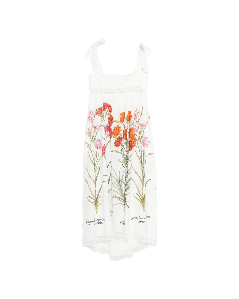 Alberta Ferretti Floral-detail Tie-strap Midi Dress White