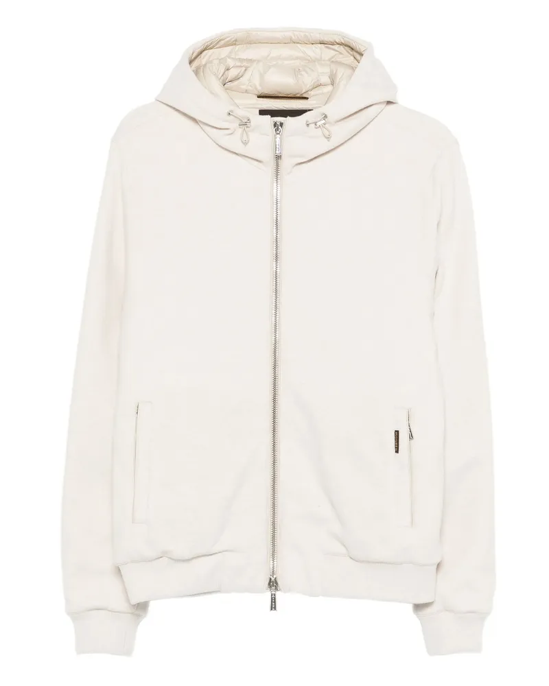 MOORER Zip-up Hooded Jacket Neutrals