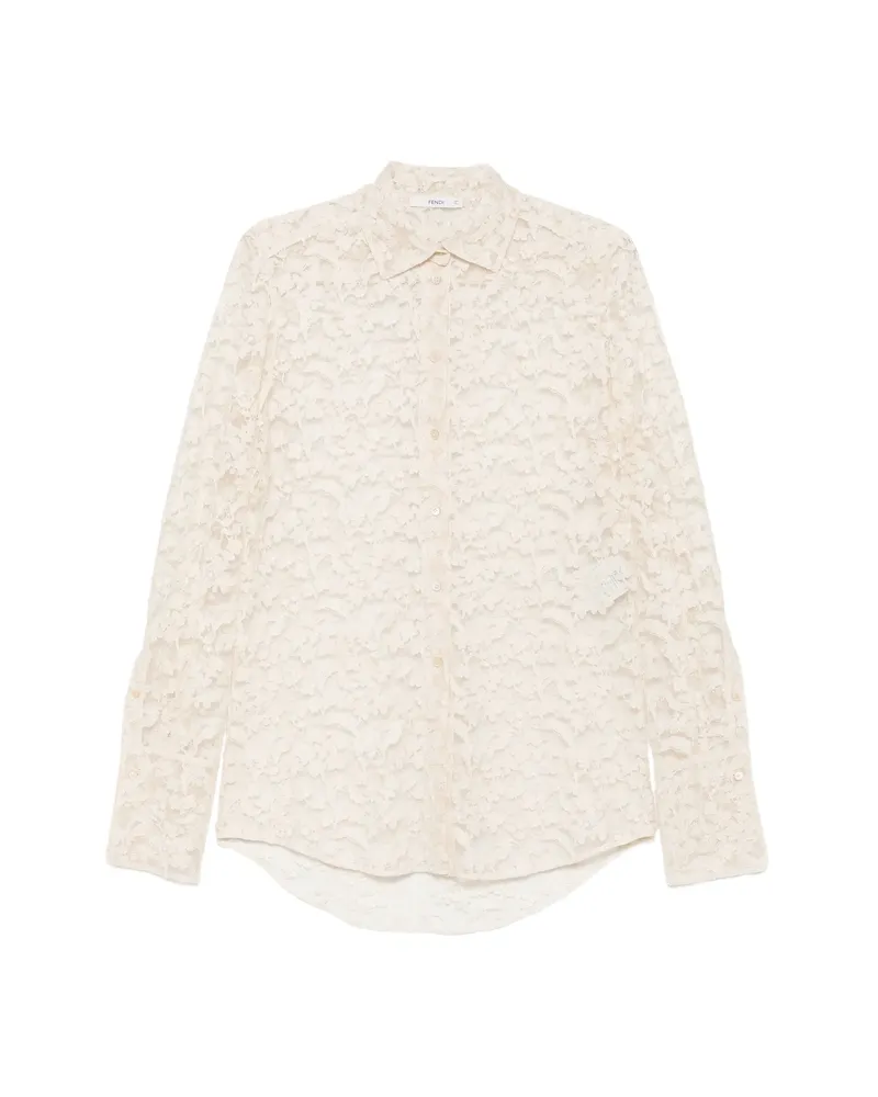 Fendi Floral-lace Buttoned Shirt Neutrals