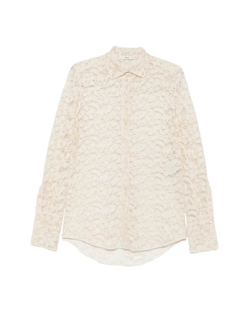 Fendi Floral-lace Buttoned Shirt Neutrals