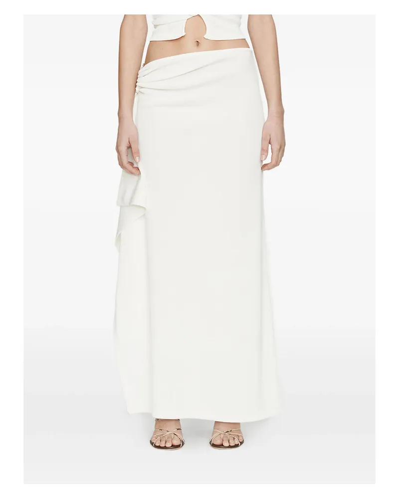 Christopher Esber Crystal Pendant Cascade Asymmetric Skirt White