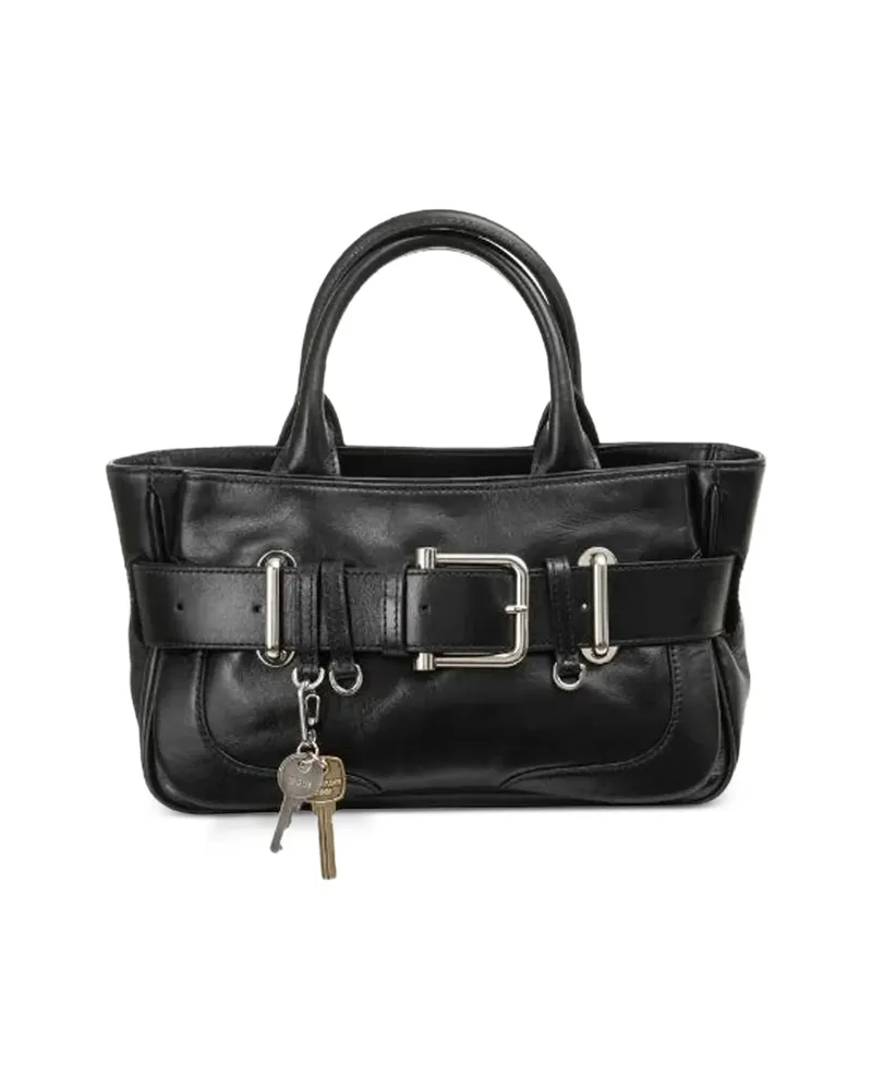 OSOI Mini Brocle Buckled Leather Tote Bag Black