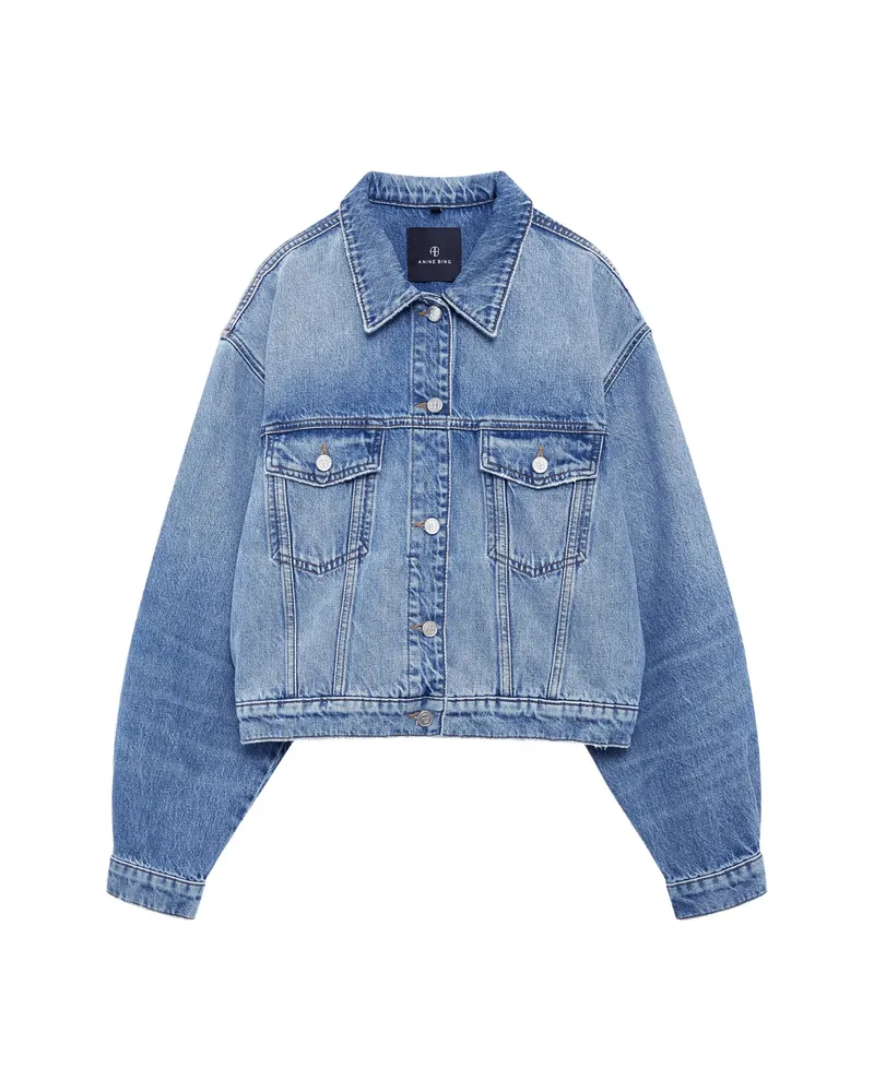 Anine Bing Quincy Buttoned Denim Jacket Blue