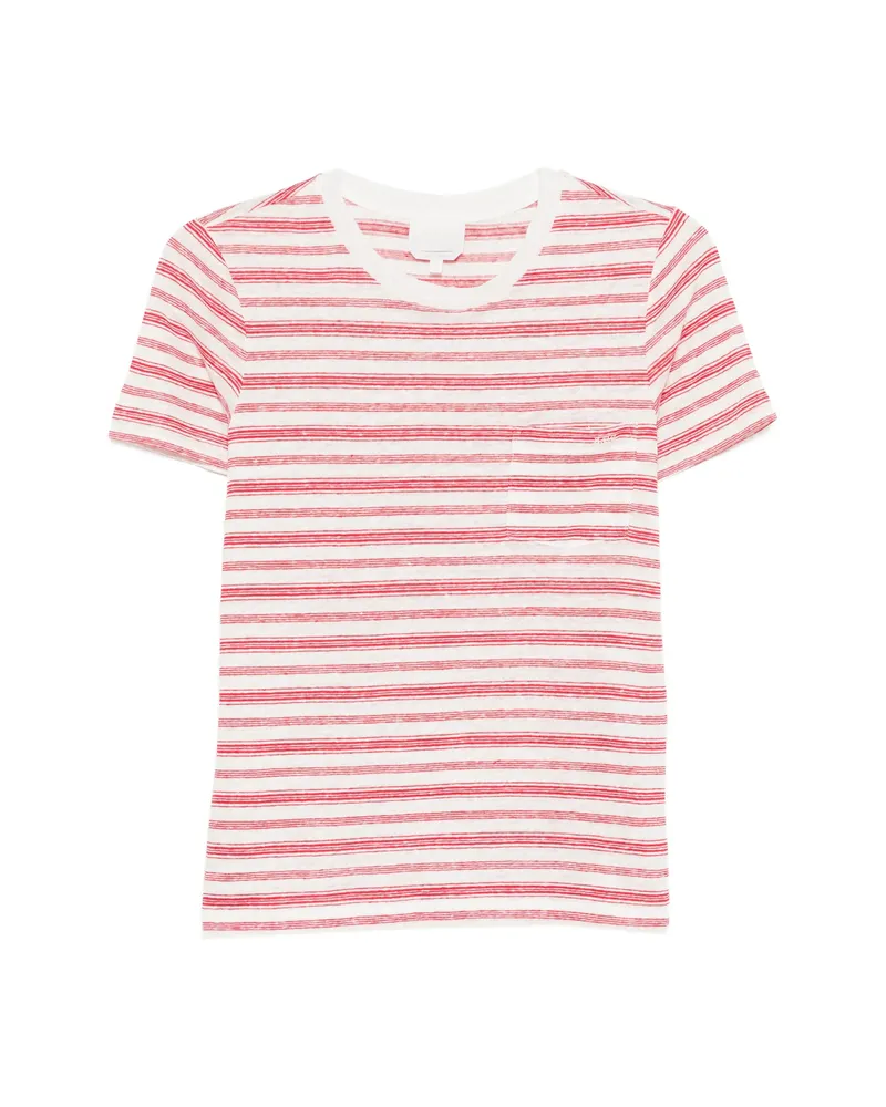 A.P.C. A. p.c. Striped Pocket T-shirt Red