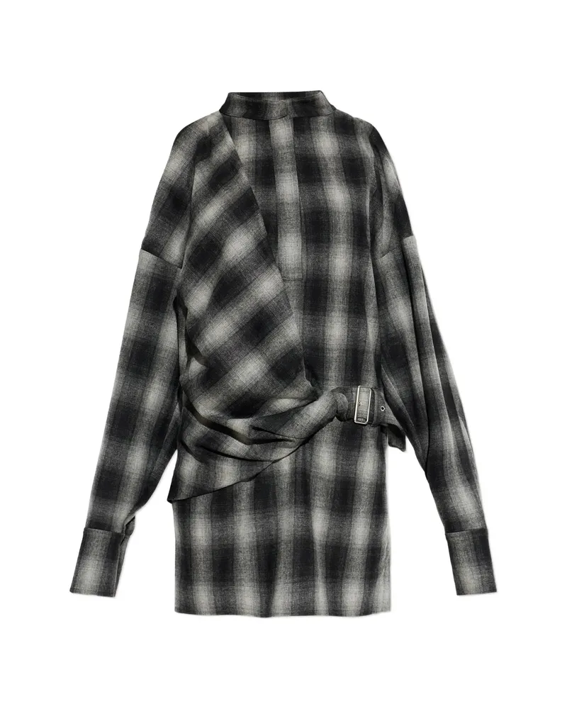 IRO Narissa Check Cold-shoulder Mini Dress Black