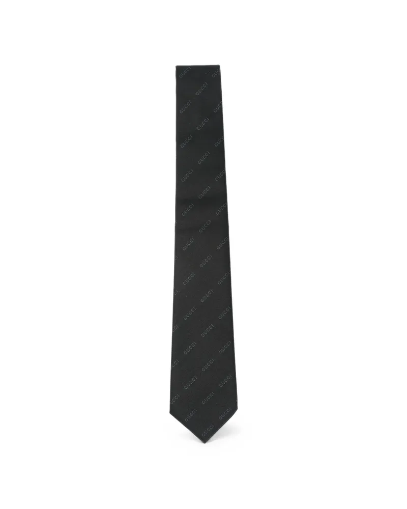 Gucci Logo-jacquard Silk Tie Black