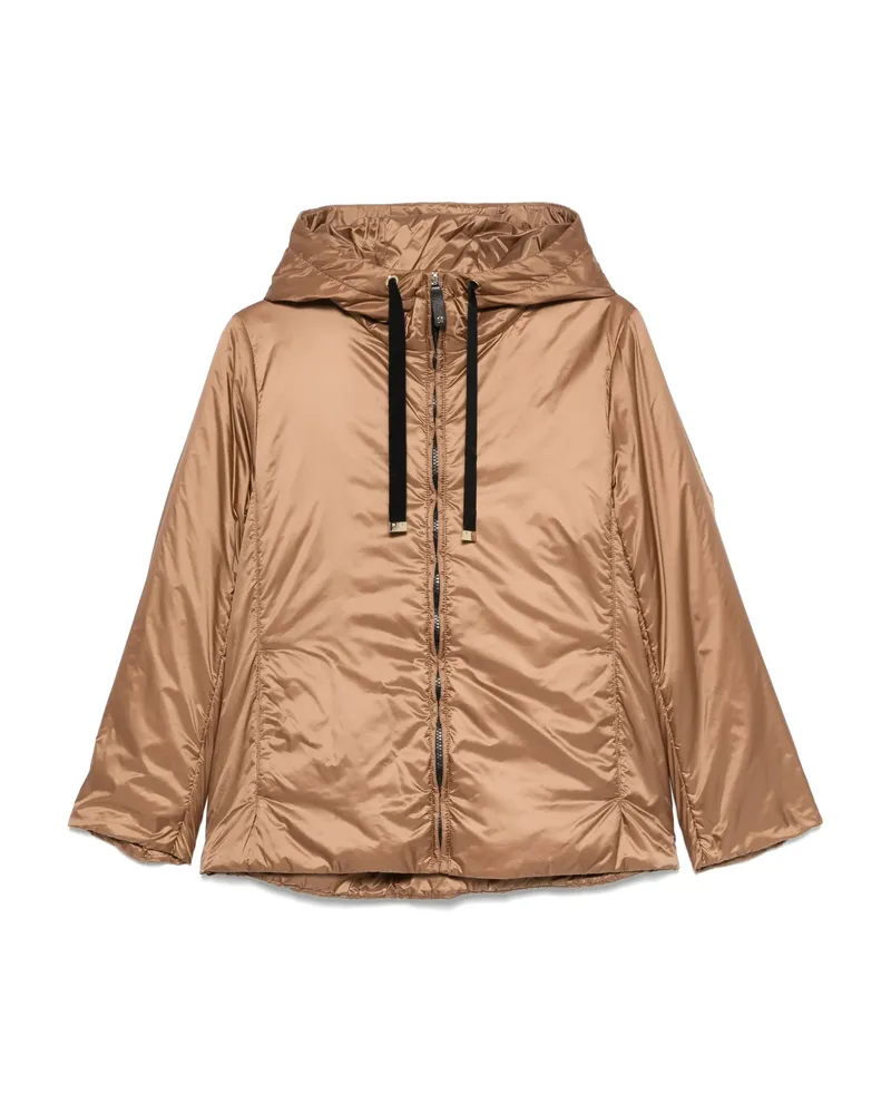 Max Mara Satin Hooded Jacket Brown
