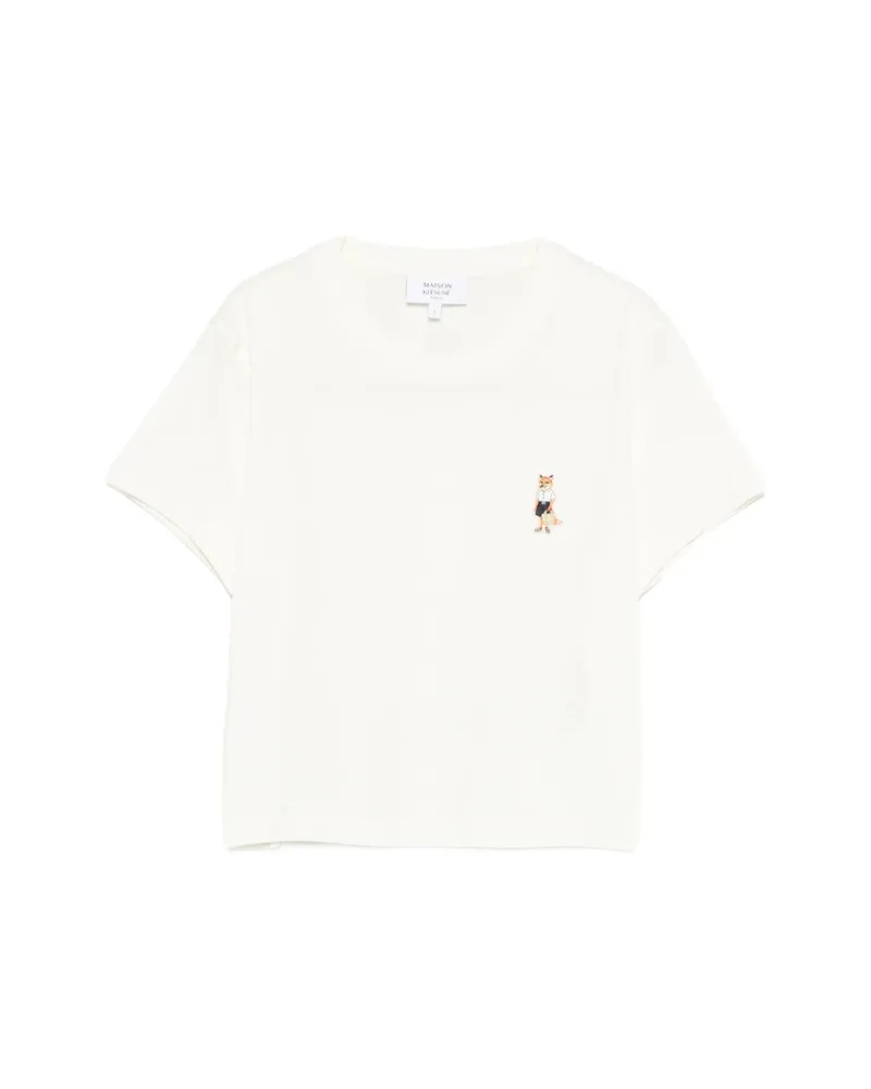Kitsuné Fox Embroidered T-shirt Neutrals
