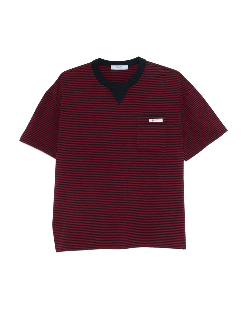 Prada Striped-pattern Pocket T-shirt Red