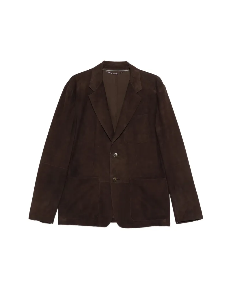 Canali Button Suede Blazer Brown
