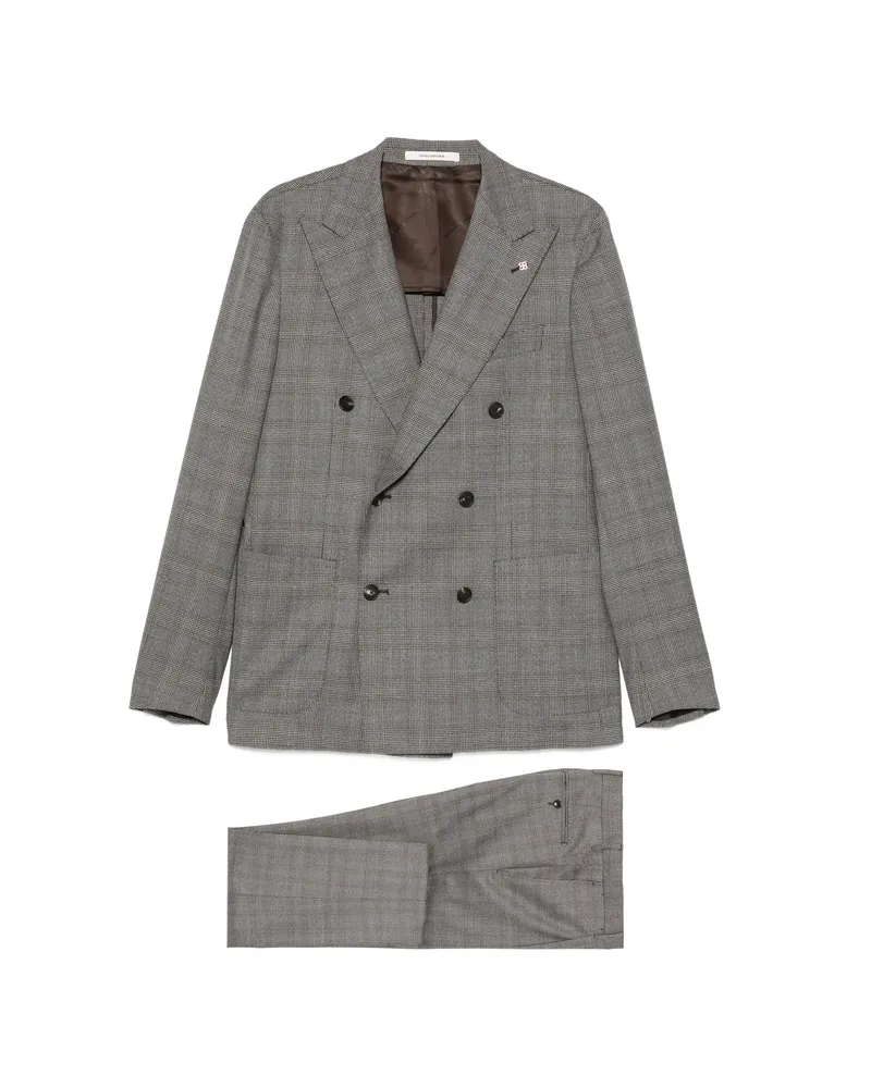 Tagliatore Double-breasted Checked Suit Grey