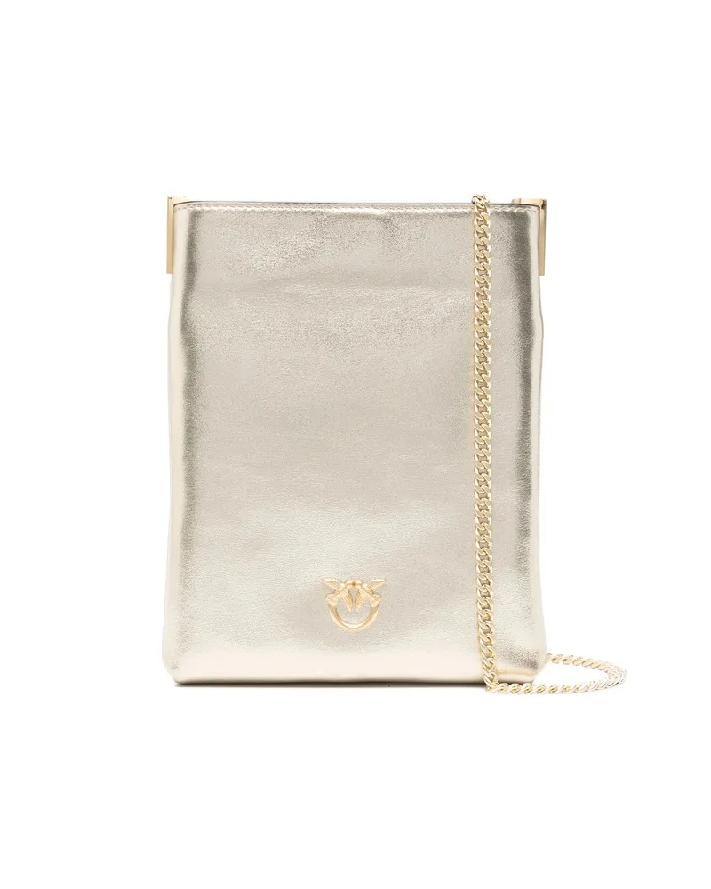 Pinko Metallic-effect Leather Cross Body Bag Gold