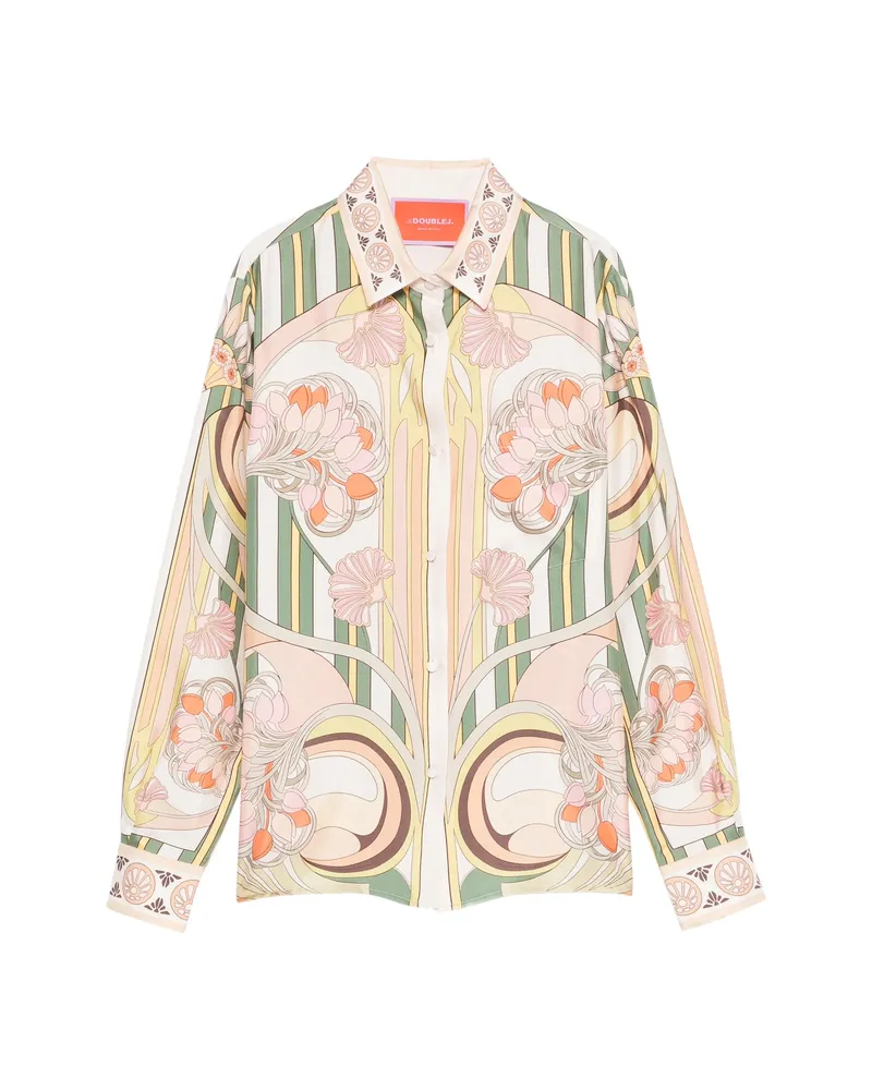 La DoubleJ Floral-print Striped Shirt Neutrals