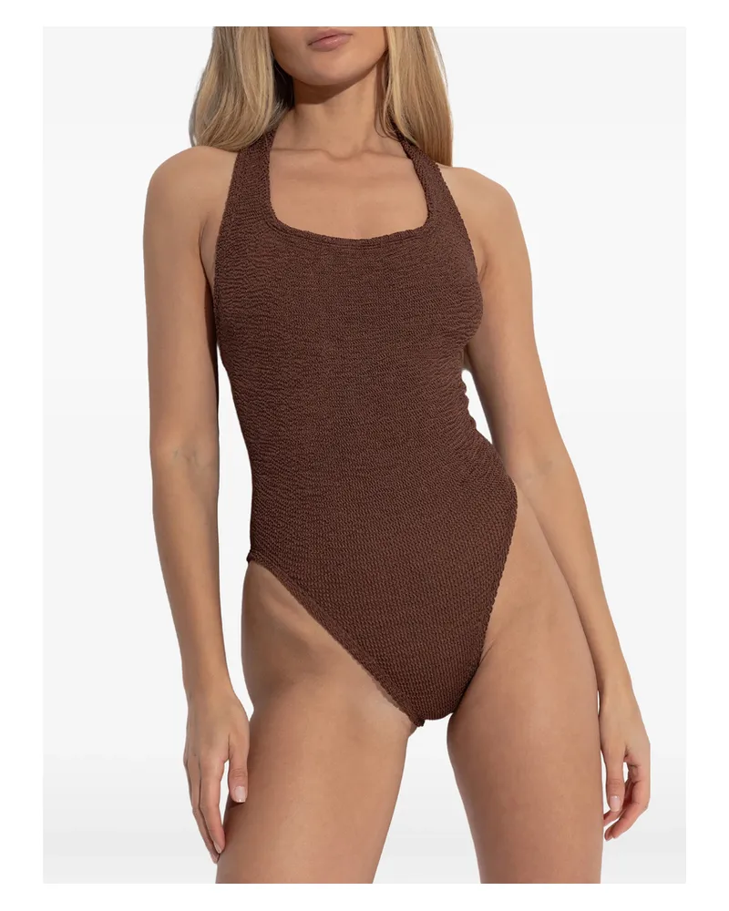 Hunza G Sandy Crinkle Swimsuit Brown