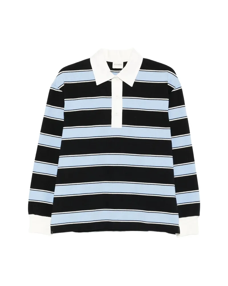 Closed Striped Polo Top Blue