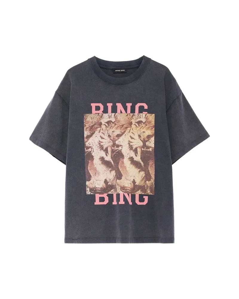 Anine Bing CADE TEE TIGER BING - WASHED BLACK Grey