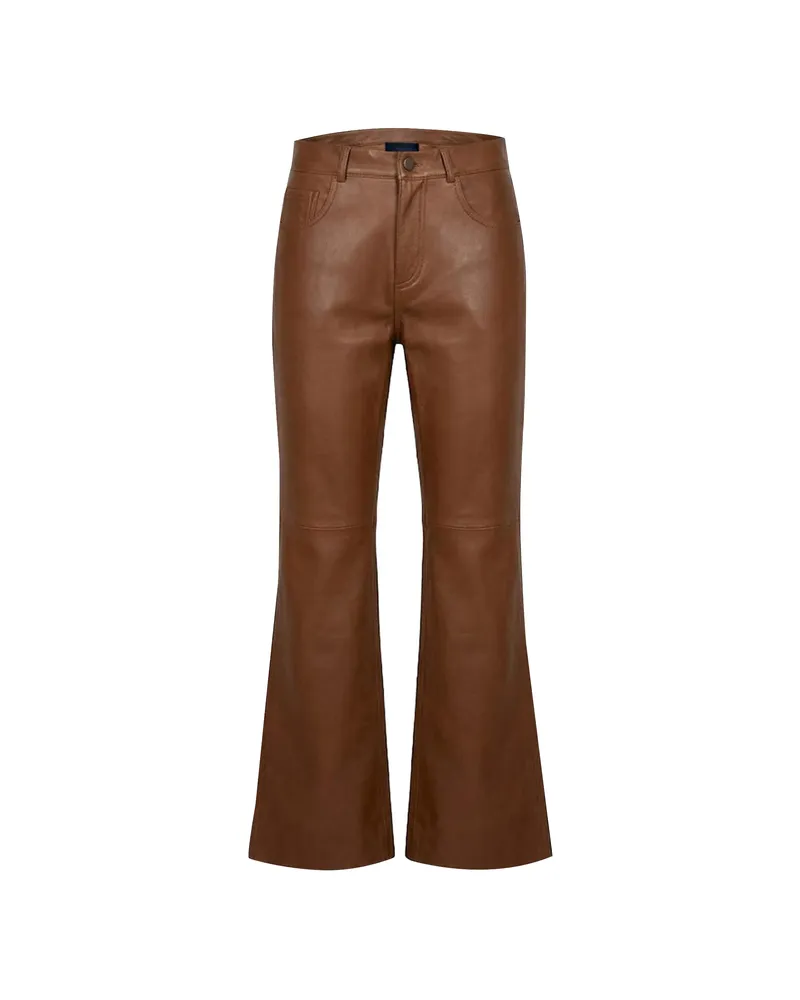 Haikure Flora Leather Trousers Brown